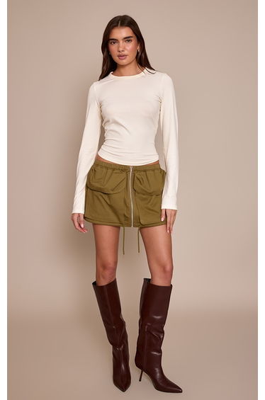 Green Woven Utility Pocket Mini Skirt