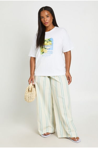 Plus Lemon Printed T Shirt - white