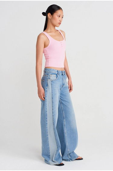 Dilvin Ribbed Cotton Blend Crop Cami Top