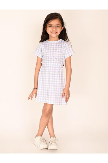 Checked Round Neck A-Line Dress