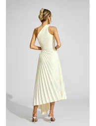 Pound Apricot One Shoulder Pleated Dress - 1