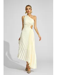 Pound Apricot One Shoulder Pleated Dress - 2