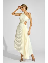 Pound Apricot One Shoulder Pleated Dress - 6