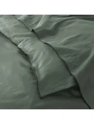 شرشف سرير قطن ساتان مغسول سادة بحواف مطاطية - 5