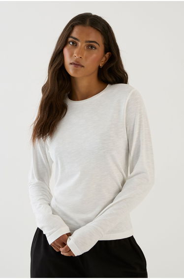 DSGN Studio Slub Long Sleeve T-Shirt - white