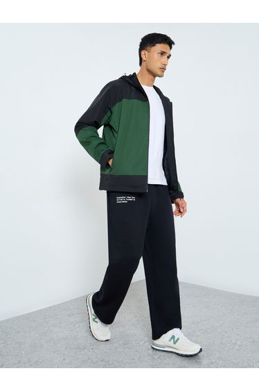 Men Oversized Color Block Hooded Jacket