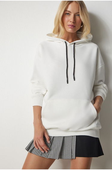 Women's Ecru Hoodie and Knitted Sweatshirt