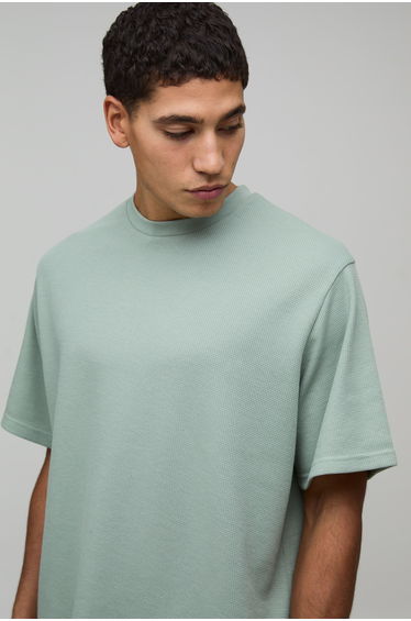 Relaxed Fit Waffle T-Shirt - dusty green