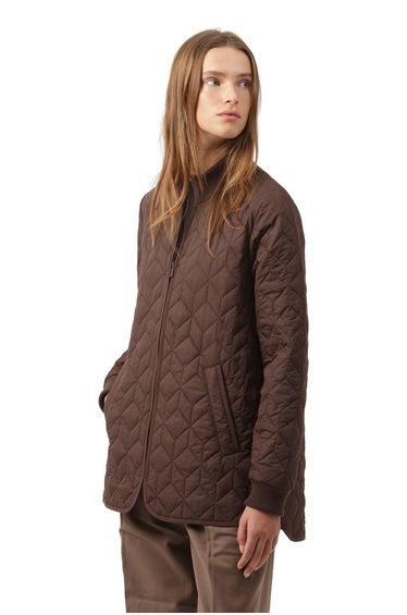 Ilse Jacobsen Mid Length Quilted Padded Coat Ebony Brown