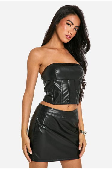 Pu Seam Detail Bandeau Top