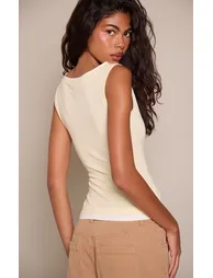 Lemon Double Layered Detail Boat Neck Vest - 1
