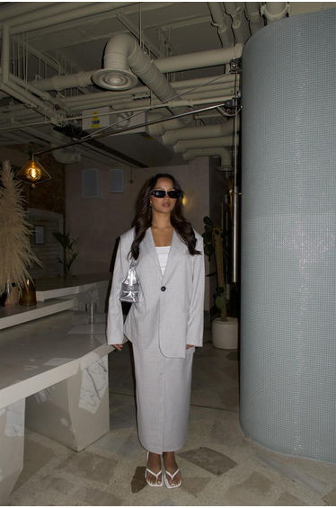 Light-Grey-Pinstripe Oversized-Blazer