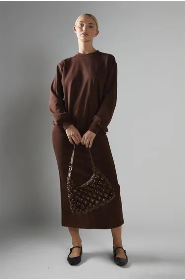 Deep-Brown High-Waisted Skirt