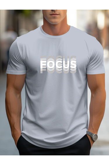 Men Grey Slogan Text Print T-Shirt
