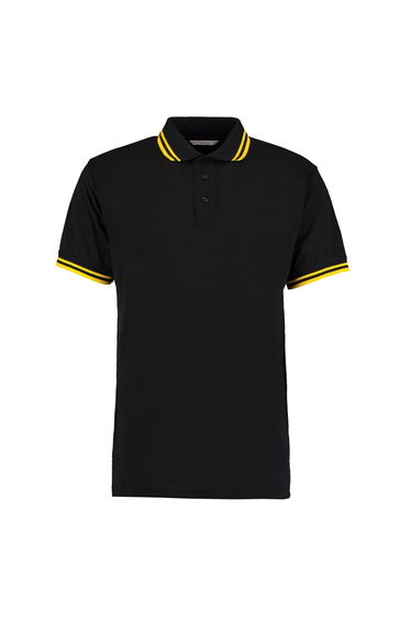 Kustom Kit Mens Tipped Cotton Pique Polo Shirt - Black/Yellow