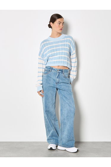 Contrast Stripe Cropped Jumper