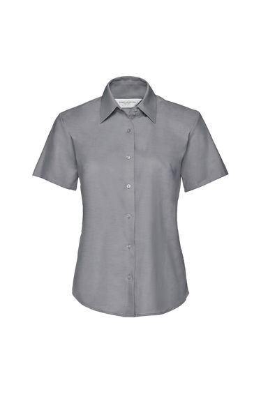Russell Collection Ladies/Womens Short Sleeve Easy Care Oxford Shirt - Silver Grey