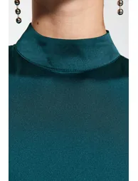 Emerald Green Knitted Satin Dress with Flounces - 10