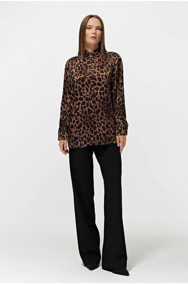 Mixray Leopard Print Satin Shirt