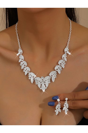 2-Piece Rhinestone Embellished Necklace and Earrings Jewelry Set