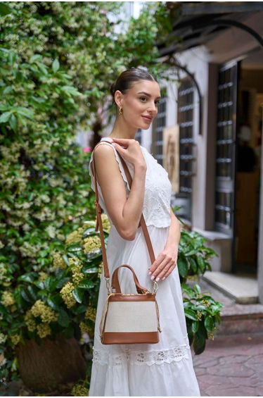 Canvas-Tan Women's Bohemian Style Bucket Hand and Shoulder Bag