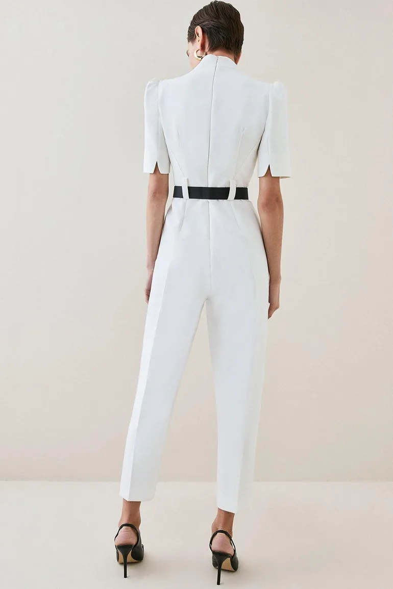 Structured Crepe Forever Belted Jumpsuit - 2