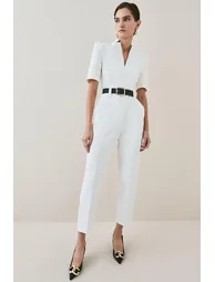 Structured Crepe Forever Belted Jumpsuit