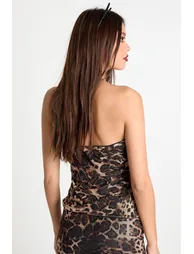 Leopard Print Mesh Bandeau Top - leopard - 1