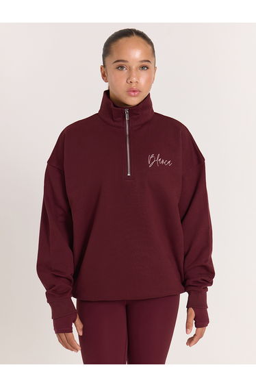 Blanca Sport Girls Oversized Funnel Zip Hoodie in Red