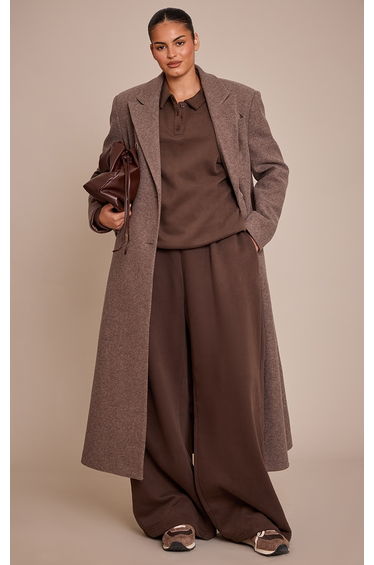 Plus Chocolate Cotton Fleece Straight Leg Sweatpants