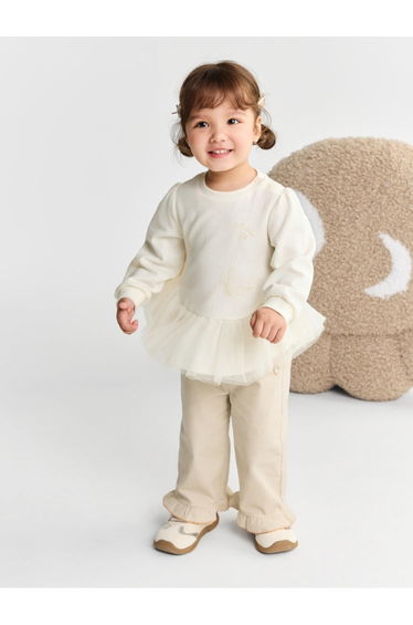Girls' Corduroy Pants With Ruffled Hems