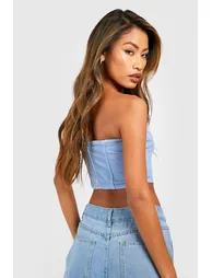 Seam Detail Longline Corset Top - light blue - 2