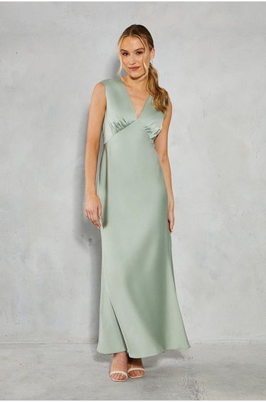 Satin Open Back Detail Maxi Dress