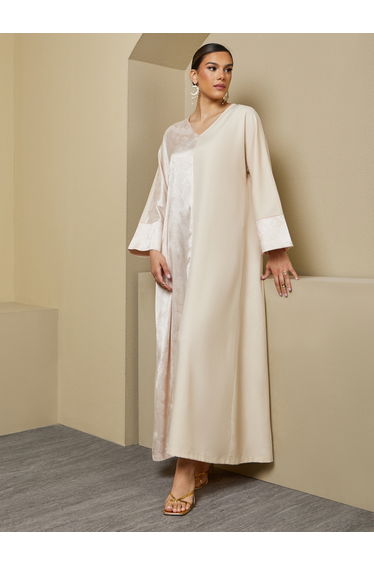 Jacquard Panel V-Neck A-Line Jalabiya