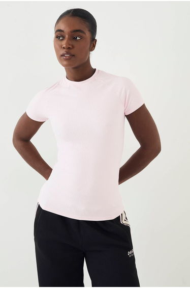 DSGN Studio Sculpt Rib Short Sleeve Top - marshmallow pink