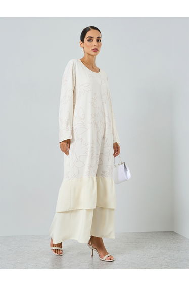 Women Floral Printed Tiered A-Line Jalabiya