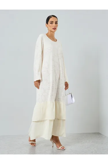 Women Floral Printed Tiered A-Line Jalabiya