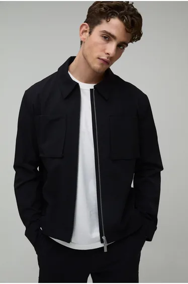 Regular Technical Overshirt - black