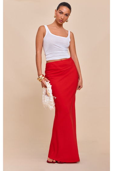 Tomato Tencel Maxi Skirt