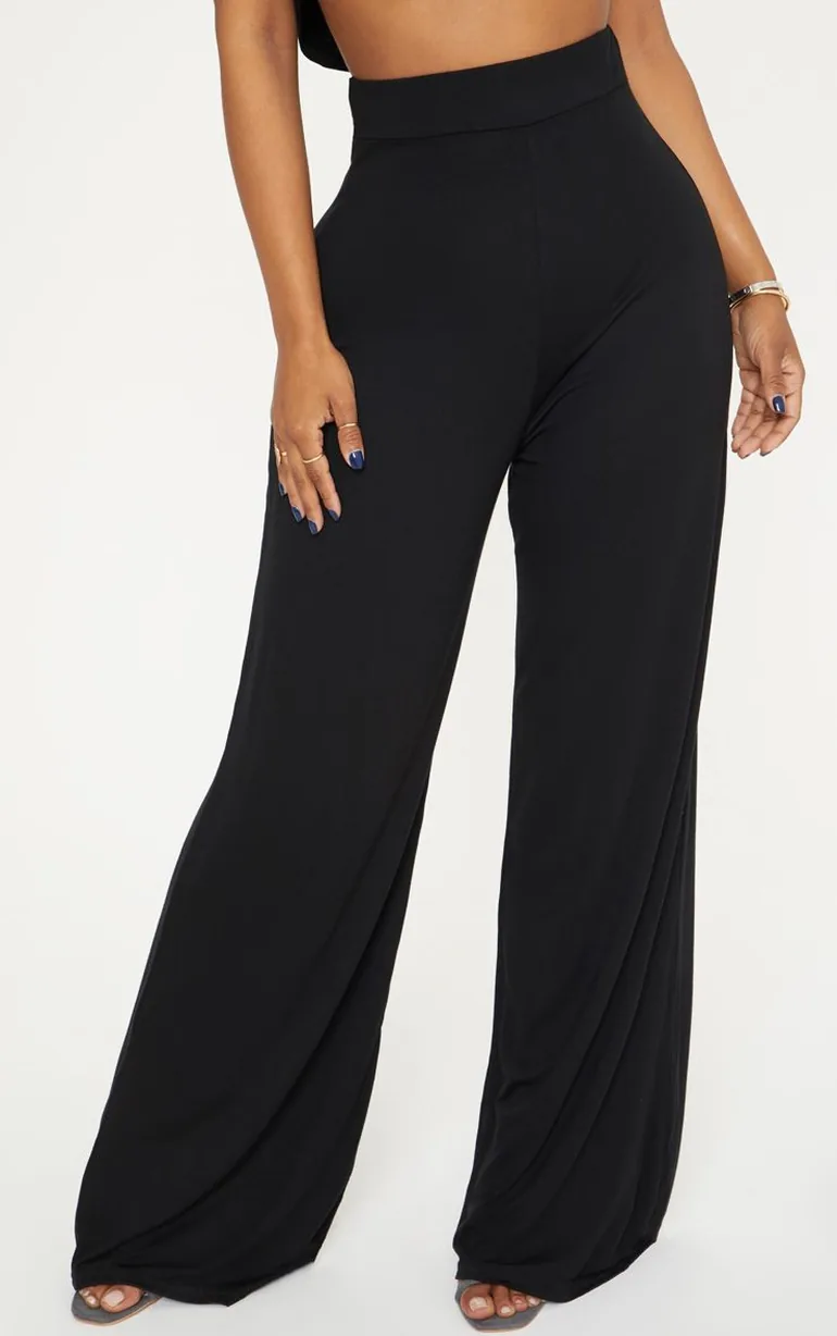 Shape Black Jersey Wide Leg Trouser - 1