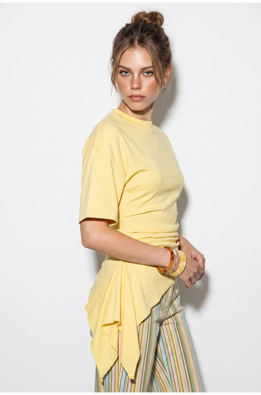 LUCCI Fitted Jersey Blouse With Drape Detail