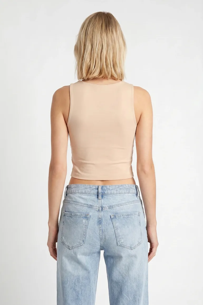 ISTANBUL Slim Fit Crew Neck Crop Top - 2