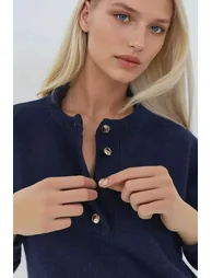 Soft Textured Knit Sweater with Buttons - 4