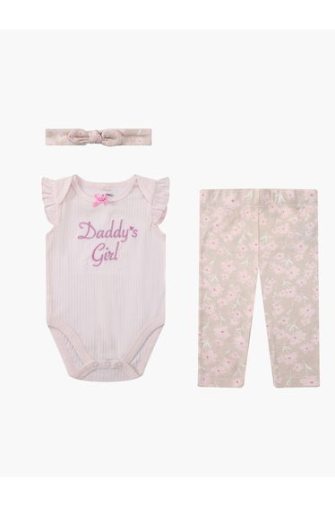 3-Piece Ruffle Sleeve Bodysuit, Leggings and Headband Set