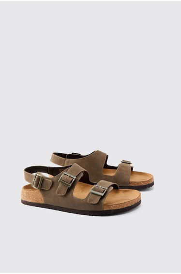 Double Strap Buckle Sandal - olive