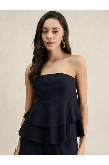 Black Sleeveless Layered Top