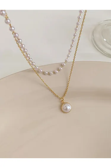 Faux Pearl Layered Necklace