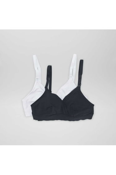 Pack of 2 cotton breastfeeding bras White