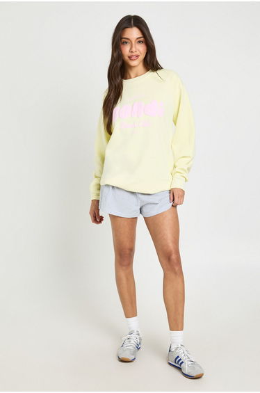 Bondi Printed Washed Oversized Sweatshirt - lemon