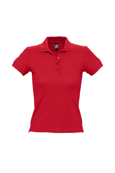 SOLS Womens/Ladies People Pique Short Sleeve Cotton Polo Shirt - Red